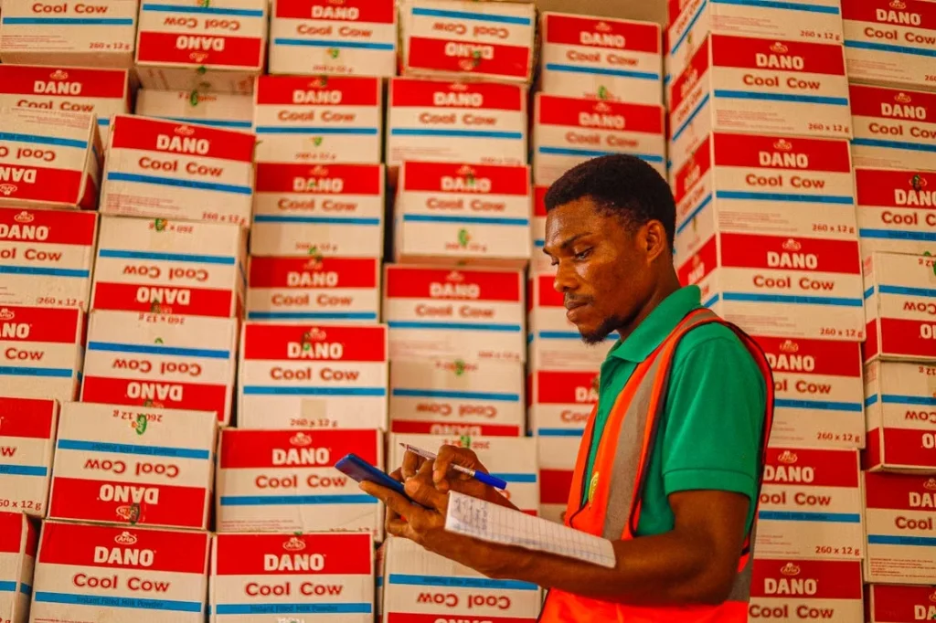 Warehouse operations team conducting stock opname and inventory inspection at Sinau Print