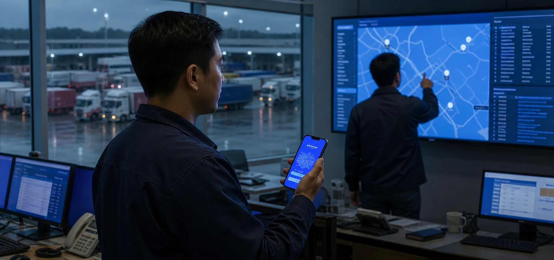 Operations team using the connected tracking system